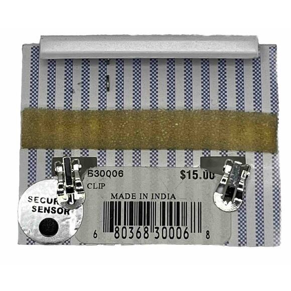 TOMMY HILFIGER SILVER TONE Half Loop Clip On EARRINGS - Vintage NOS - Picture 3 of 6